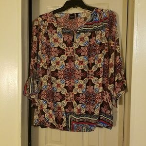 Sheer Multi top / black Cami lining